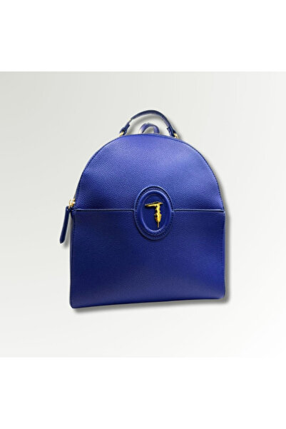 Trussardi Blue Leather Backpack - Leather Royal Blue