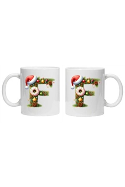 CRD PRINT Personalized winter print mug "Letter F" - White (CRD PRINT)