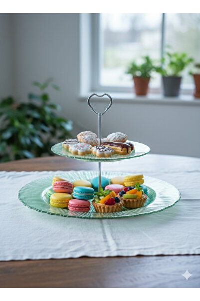 gabgacak Dekoratif İki Katlı Cam Sunumluk