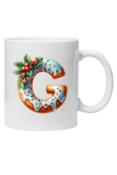 CRD PRINT Personalized mug with winter print 'letter G', White,