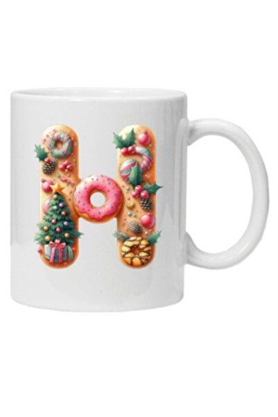 CRD PRINT Personalized Winter Print Mug 'Letter H' - White