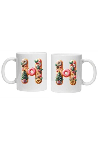 CRD PRINT Personalized Winter Print Mug 'Letter H' - White