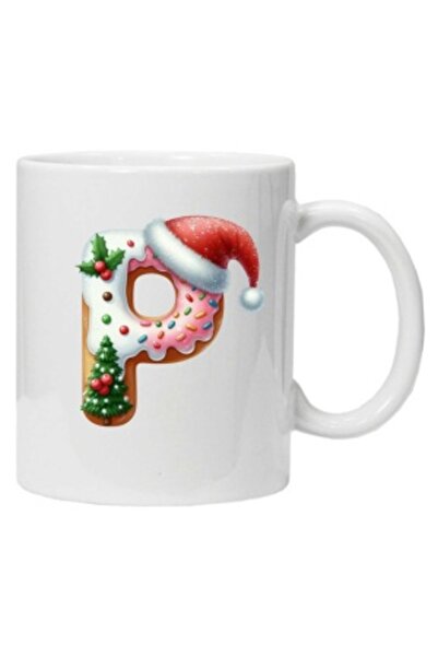 CRD PRINT Personalized mug with winter print "letter P", White,