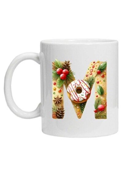 CRD PRINT Personalized winter print mug "letter M", White,