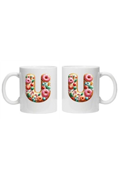CRD PRINT Personalized winter print mug 'letter U' - White