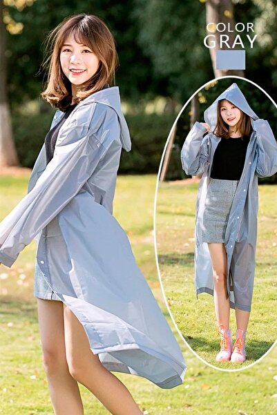 EZMK EV GEREÇLERİ Unisex Raincoat, Transparent Waterproof Pvc Stylish Over-Clothing Eva Raincoat