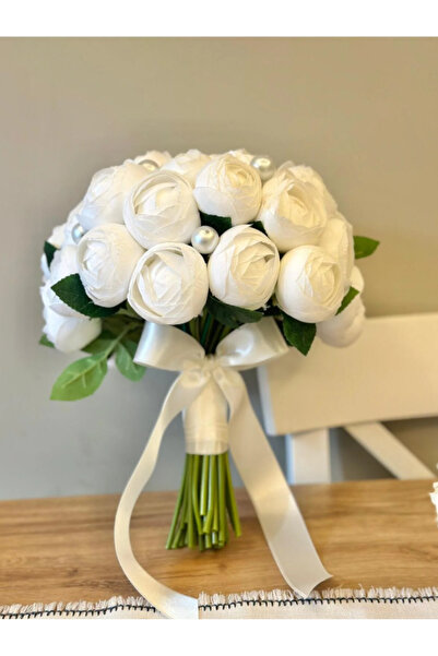 ÇİÇEK PERİMM şakayıklı incili gelin buketi