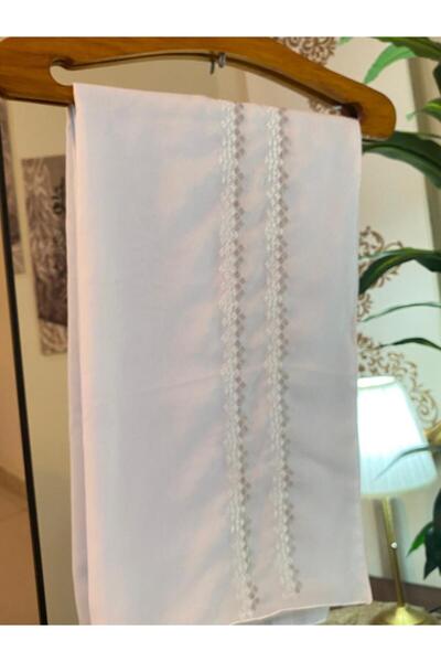 Veil Designer Boal veil with Japanese fabric, hand-embroidered in Saudi Arabia, white and gray. Size: 60 * 190