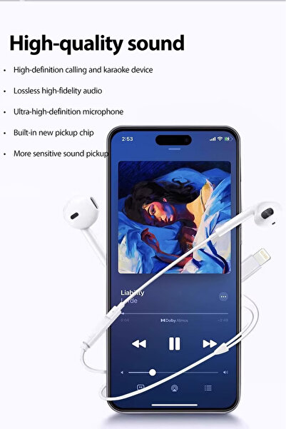 Generic In-Ear Headphones Compatible with iPhone with Lightning Plug, White