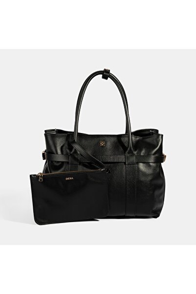 Desa Women's Black Wallet Leather Shoulder Bag with Accessories