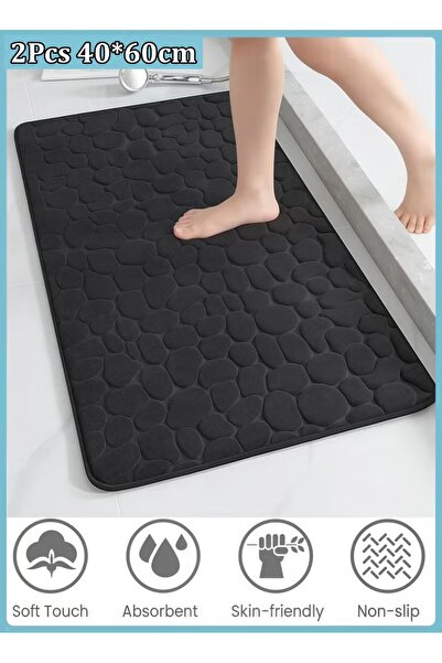 Generic 2Pcs Bathroom Rug Quick Dry Mat Bath Mat 40*60cm Cobblestone Floor Rug Water Absorbent Mat