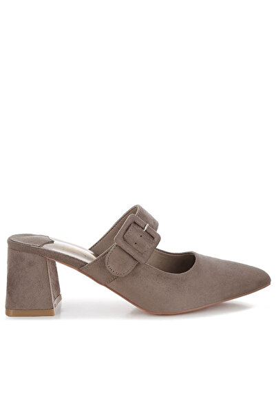london Rag Women Buckle Strap Detail Microfiber Mules in Taupe