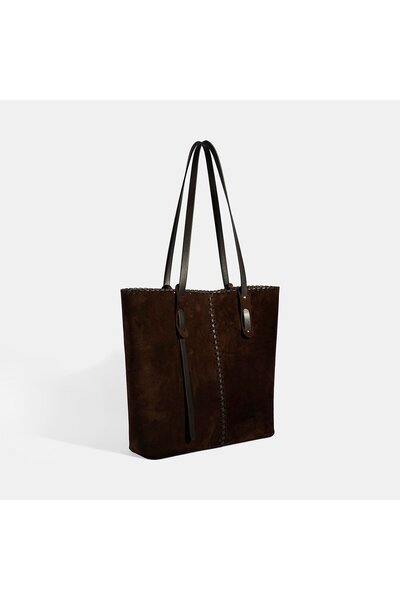 Desa Women's Brown Suede Leather Shoulder Bag