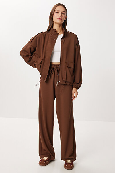 Lovelyİstanbul Modal Top and Bottom Set with Flap Pocket Lby0025 Brown