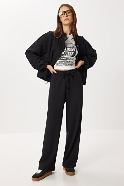 Lovelyİstanbul Modal Top and Bottom Set with Flap Pocket Lby0025 Black