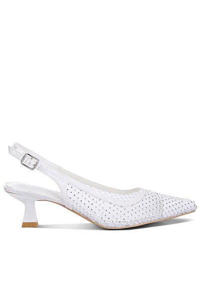 london Rag Women Rhinestone Embellished Slingback Mules in White
