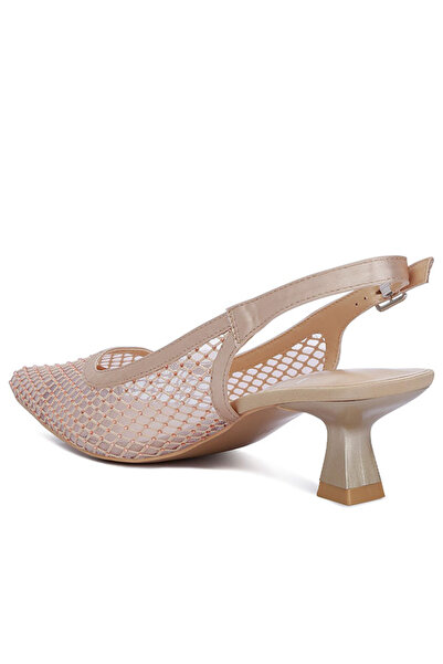 london Rag Women Rhinestone Embellished Slingback Mules in Beige