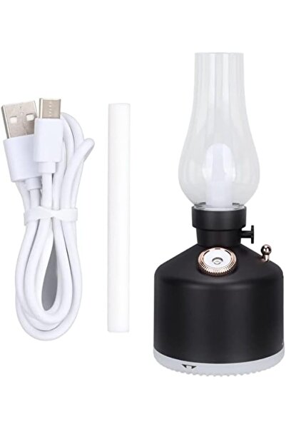 Yuwell Retro Air Humidifier Vintage Lamp Night Light Nano Mist Sprayer Aromatherapy Diffuser 280ML (Black)