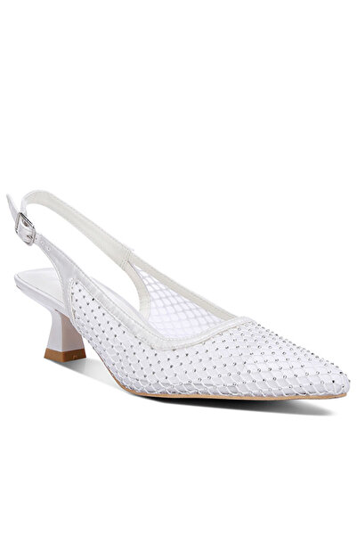 london Rag Women Rhinestone Embellished Slingback Mules in White