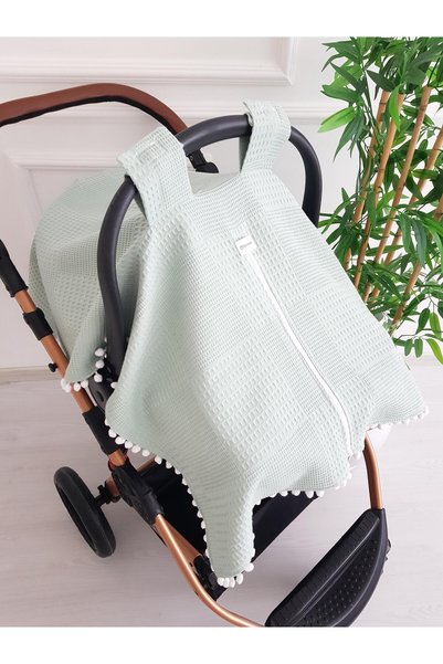 ib ilkimbebe Stroller Cover with Zipper Single Layer Pique Green Color, Newborn Baby Products