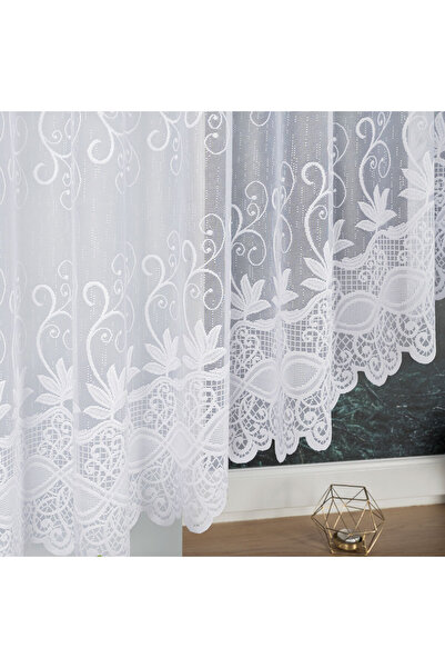 OTHERONE JOWITA - Ready-made jacquard curtain with a cut at the bottom - 400x150 cm - white