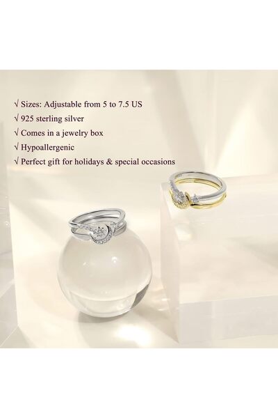 erorex Bukela Womens Rings Sterling Silver Moon and Star Ring Set - Handmade Stackable Ring Rose...
