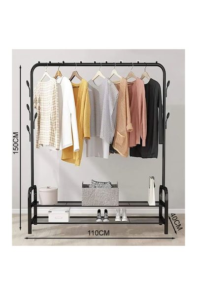 KEKE 2-Tier Stainless Steel Shoes Rack and Coat Hanging Stand for Home