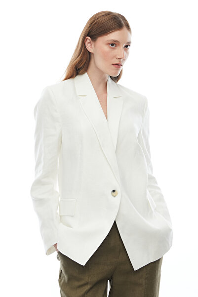 PAULMARK Γυναικείο λινό μπουφάν με ένα κουμπί