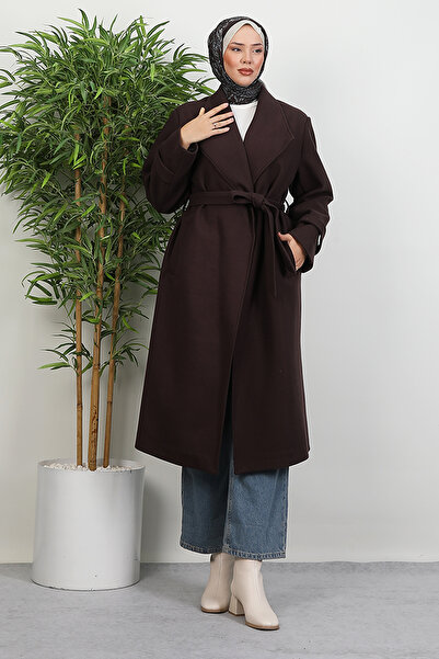 Lamia Giyim Ahuse Kaşe Kaban Acı Kahve