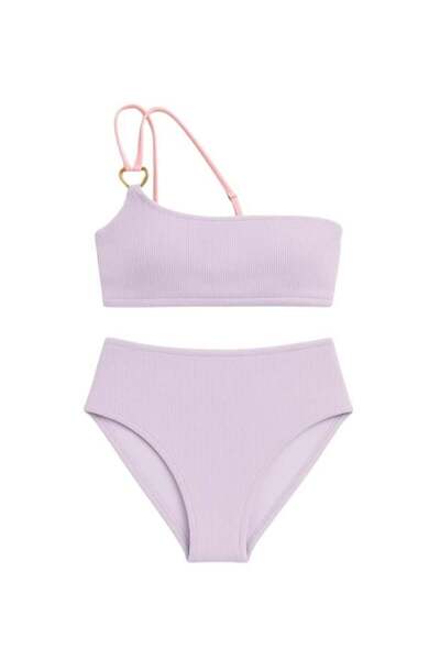 BONY SOCKS Women's unicorn heart accessorized one shoulder bikini set lilac