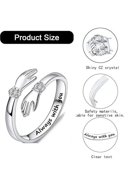 erorex Bukela 2pcs Adjustable Hug Ring for Women & Girls, S925 Silver, Perfect for Mothers Day, Birthday...