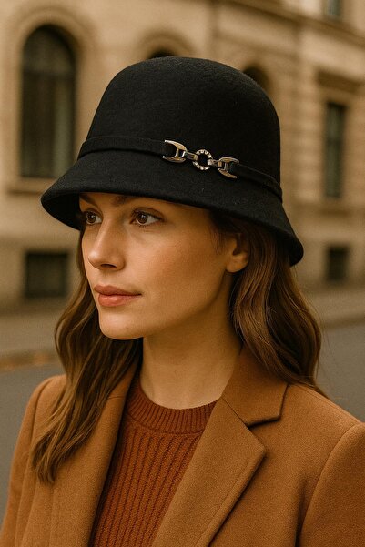 Külah قبعة نسائية من الصوف بتصميم عصري مع مشبك سلسلة