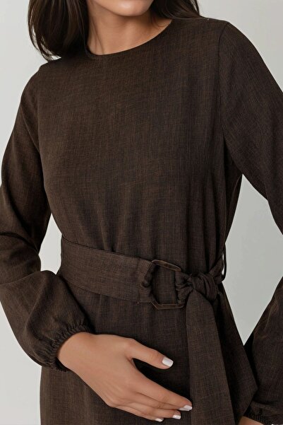 Hiccup Long Sleeve Maxi Dress with Belt Detail