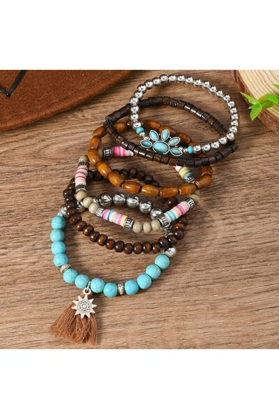 erorex Bukela New Wooden Bead Beaded Turquoise 6 piece Men's and Women's Bracelets Are Suitable for...