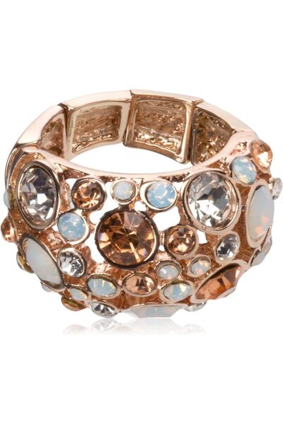 erorex GUESS "Basic" Rose Gold Domed Multi-Stone Adjustable Ring, Size 7-9