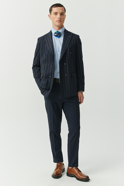 PAULMARK Чоловічий піджак з ластовицею та смугастим візерунком