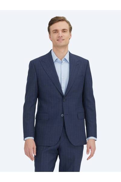Kip Navy Blue Modern Fit Wool Blend Suit