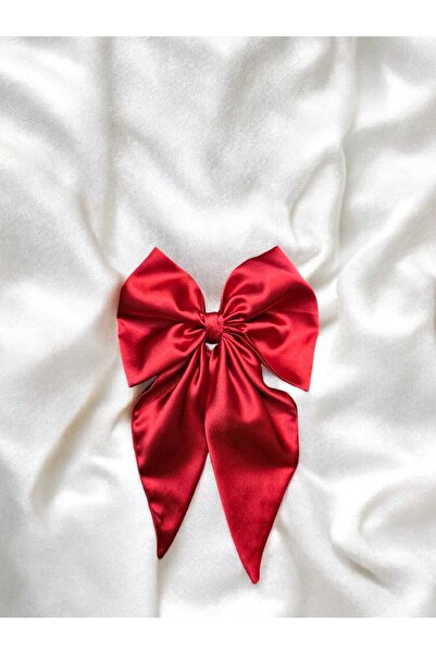 diclecollection Red Satin Automatic Clip Bow Tail Fabric Hair Clip