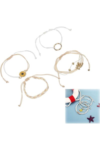 erorex Duomama 4PCS Sunflower String Bracelet - Handmade Braided Rope Charm Surfer Jewelry for Teen...
