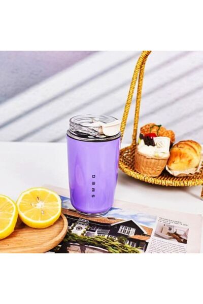 SMEG Travel Coffee Mug, 240ml Insulated Beverage Cup With Leakproof Lid, Long Lasting Coffee Tumbler