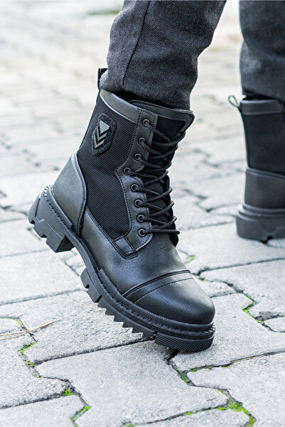 Freemax Unisex Non-Slip Guaranteed Fur-Lined Rubber Sole Winter Zippered Boots Iarnă Black Skin