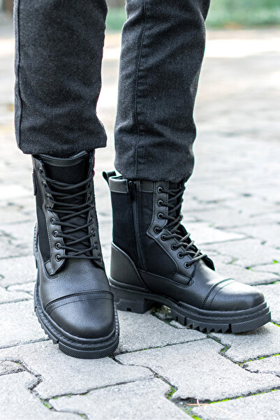 Freemax Unisex Non-Slip Guaranteed Fur-Lined Rubber Sole Winter Zippered Boots Iarnă Black Skin