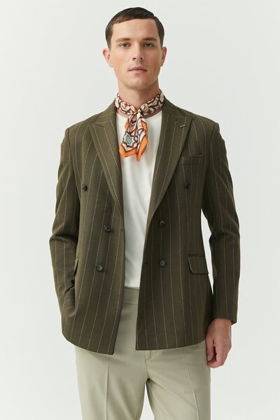 PAULMARK Чоловічий піджак з ластовицею та смугастим візерунком