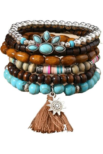 erorex Bukela New Wooden Bead Beaded Turquoise 6 piece Men's and Women's Bracelets Are Suitable for...