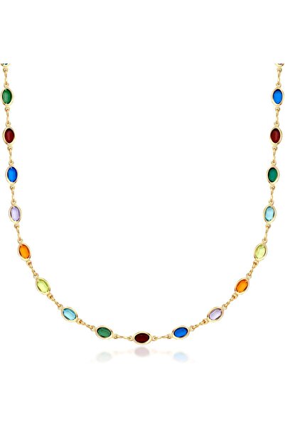 erorex قلادة بارزيل بيضاوية الشكل مطلية بالذهب عيار 18 قيراطًا ومزينة بأحجار كريستال متعددة الألوان للنساء - صنع في البرازيل