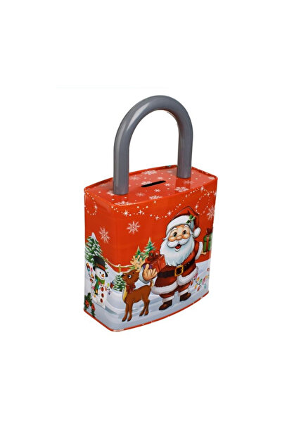 Lumi LUXURY Metal Piggy Bank in the Shape of a Lock with a Christmas Pattern 16x8x25cm