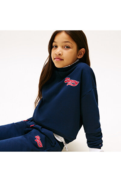 Tommy Hilfiger Wide Leg Varsity Flock Çocuk Mavi Eşofman Altı