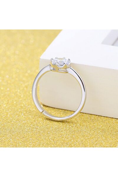 erorex Bling Queen Women's Silver Plated Polished Stone Adjustable Ring