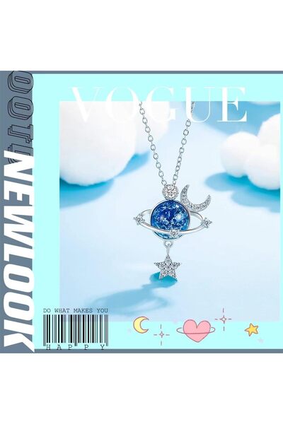 erorex Excefore Star Necklace, 925 Silver Zircon Star Moon Fantasy Planet Necklace, Gift for Daughter,...