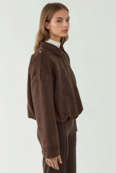 Hiccup Soft Textured Suede Bomber Jacket